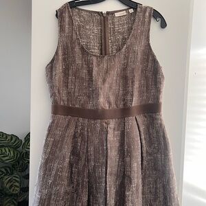 Eva Mendes for New York & Company Textured Brown Midi Dress